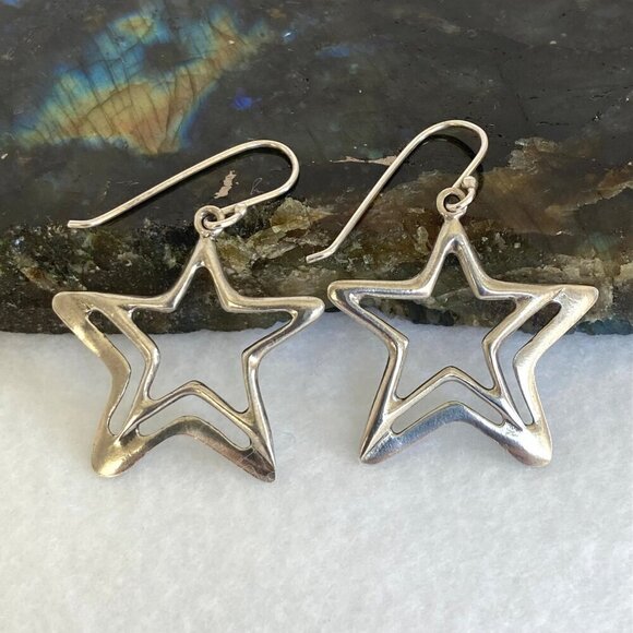 Silpada Sterling Silver 925 Wish Upon A Star Celestial Cutout Dangle Earrings - Picture 3 of 16